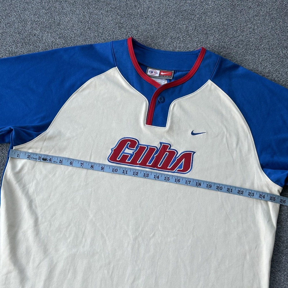 Vintage Chicago Cubs Shirt Mens XL Blue Cream MLB Baseball Nike Henley - Picture 7 of 11